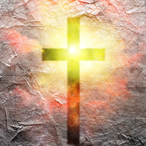 Kříž visí v nebi — Stock fotografie