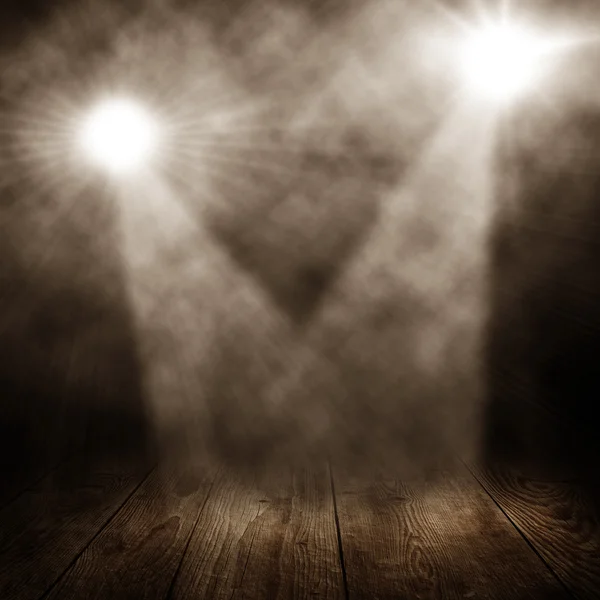 Two spotlights in a room with wooden floor — Stock Photo, Image