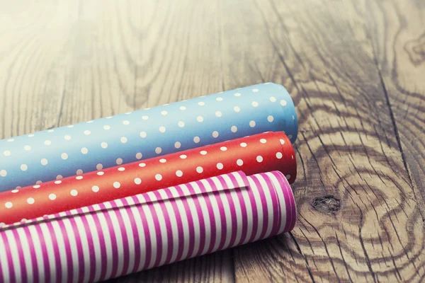 Rolls of colored wrapping paper — Stock Photo, Image