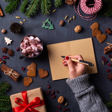 Noel konsepti, kadınların Noel Baba 'ya mektup yazması.