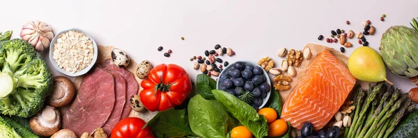 Sortiment av hälsosam mat för ren mat flexitarisk medelhavskost — Stockfoto