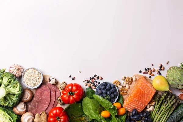 Auswahl an gesunden Lebensmitteln für saubere Ernährung, flexible mediterrane Ernährung — Stockfoto