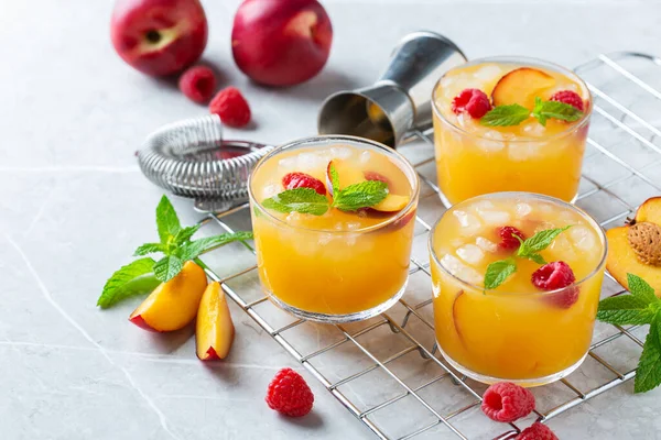 Peach raspberry summer refreshing drink, beverage, cocktail