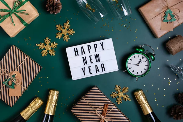 New Year Pattern Champagne Glasses Bottles Diy Handmade Zero Waste — Stockfoto