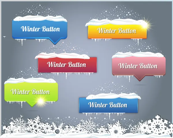 Set of Vector Button - Winter Web Elements — Stock Vector