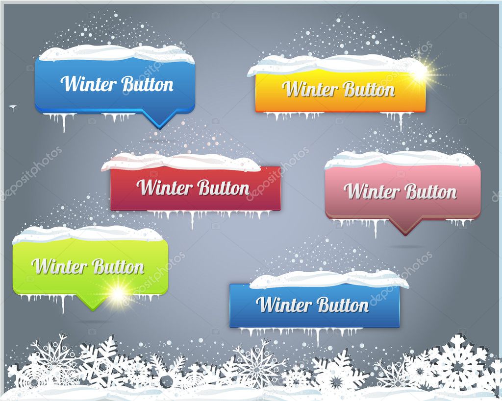 Set of Vector Button - Winter Web Elements