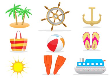 1 vektör yaz Icon set