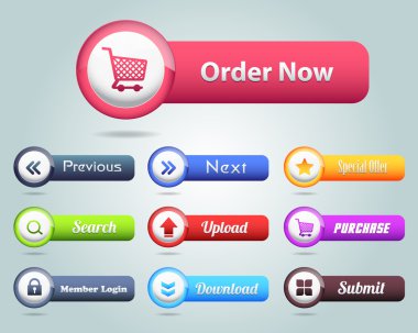 Web öğeleri parlak vektör düğme kümesi