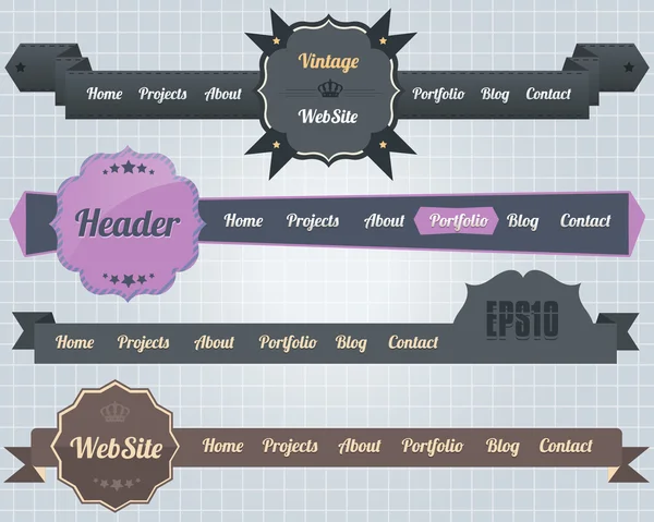 Web Elements Vector Header & Navigation Templates Set — Stock Vector