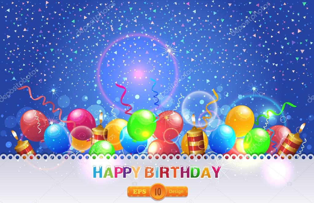 Vector illustration of happy birthday card design