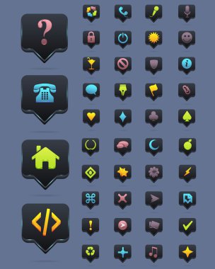 01 karanlık vector Icon set