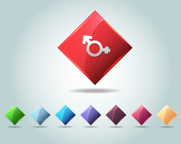 Vector icono de sexo botón multicolor — Vector de stock