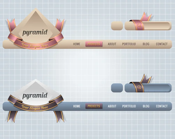 Éléments Web Vector en-tête & Modèles de navigation Set — Image vectorielle