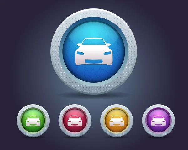 Design de vetor de botão de ícone automotivo multicolorido — Vetor de Stock