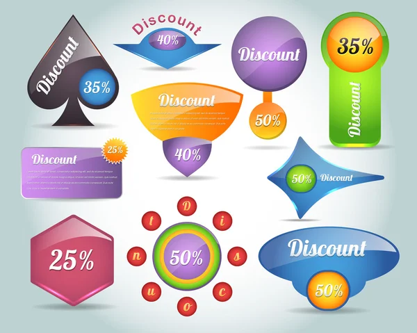 renkli vektör simge indirim afiş şeklini ayarla