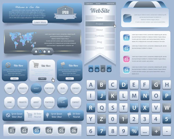Ensemble de conception vectorielle de lettre d'éléments Web — Image vectorielle