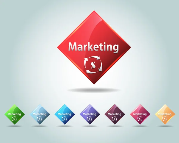 Vector Glossy Marketing Ícone Botão e multicolorido —  Vetores de Stock