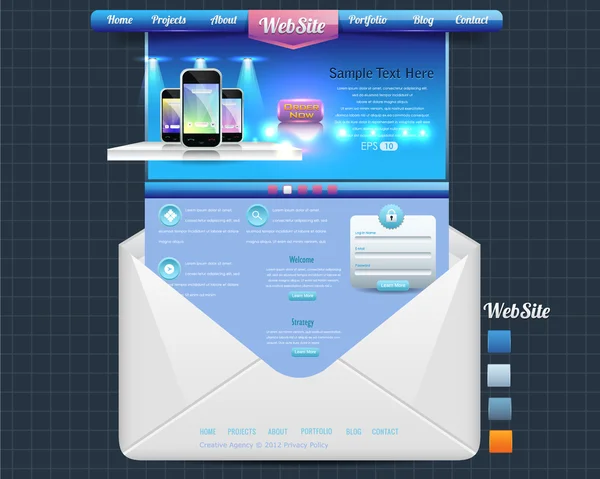 Webelementen vector koptekst & envelop stijl — Stockvector