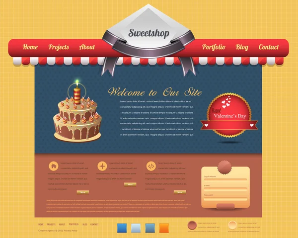 Sweet Shop Style Website Designvektorelemente — Stockvektor