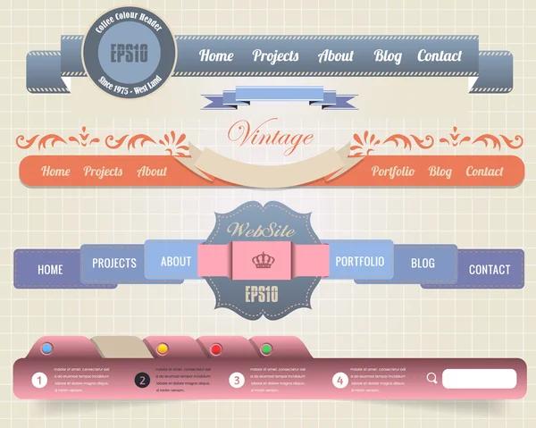 Web Elements Set intestazione vettoriale e modelli di navigazione — Vettoriale Stock