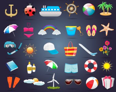 30 Yaz Icon set vektör tasarımı