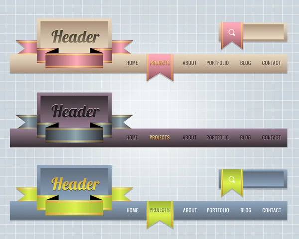 Elementos Web Vector Header & Plantillas de navegación Conjunto — Archivo Imágenes Vectoriales