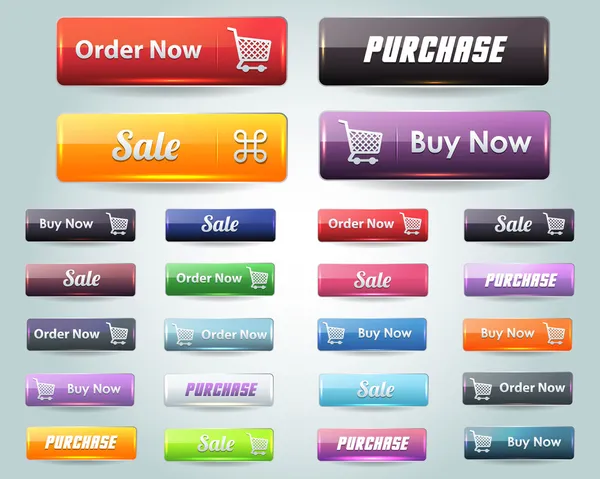 Elementos web multicolorido 3d brilhante conjunto de botão de vetor — Vetor de Stock