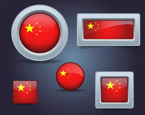 Metalen nationale vlag instellen china — Stockvector