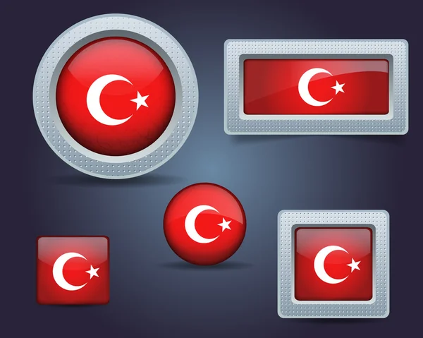 Bandiera nazionale metallizzata Turchia — Vettoriale Stock
