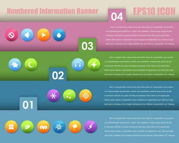 Información numerada Varios Banner Vintage Pattern Vector Design — Vector de stock