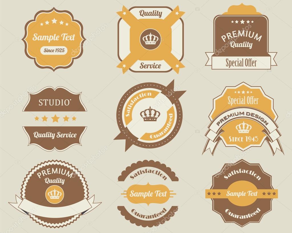 Gold stickers with vintage design labels Vector Image
