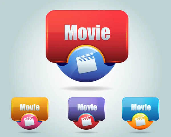 Vector Glossy Movie Icon Button — Stock Vector