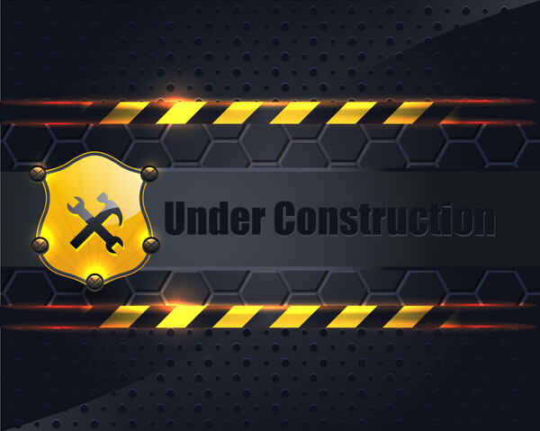 Under Construction Metallic Background Vector Design