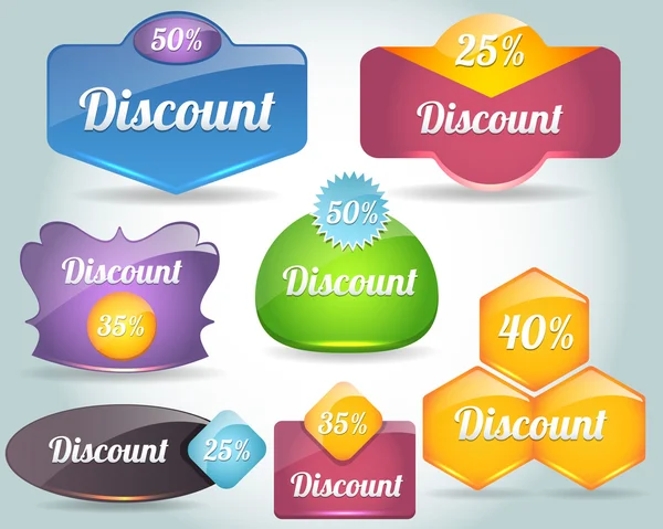 Set of colorful Discount vector Icon Banner Shape — Stock Vector