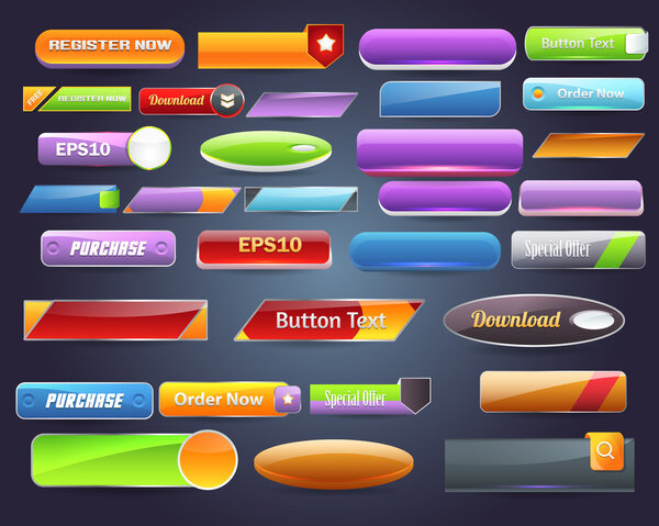 Web Elements Shiny Vector Button Set