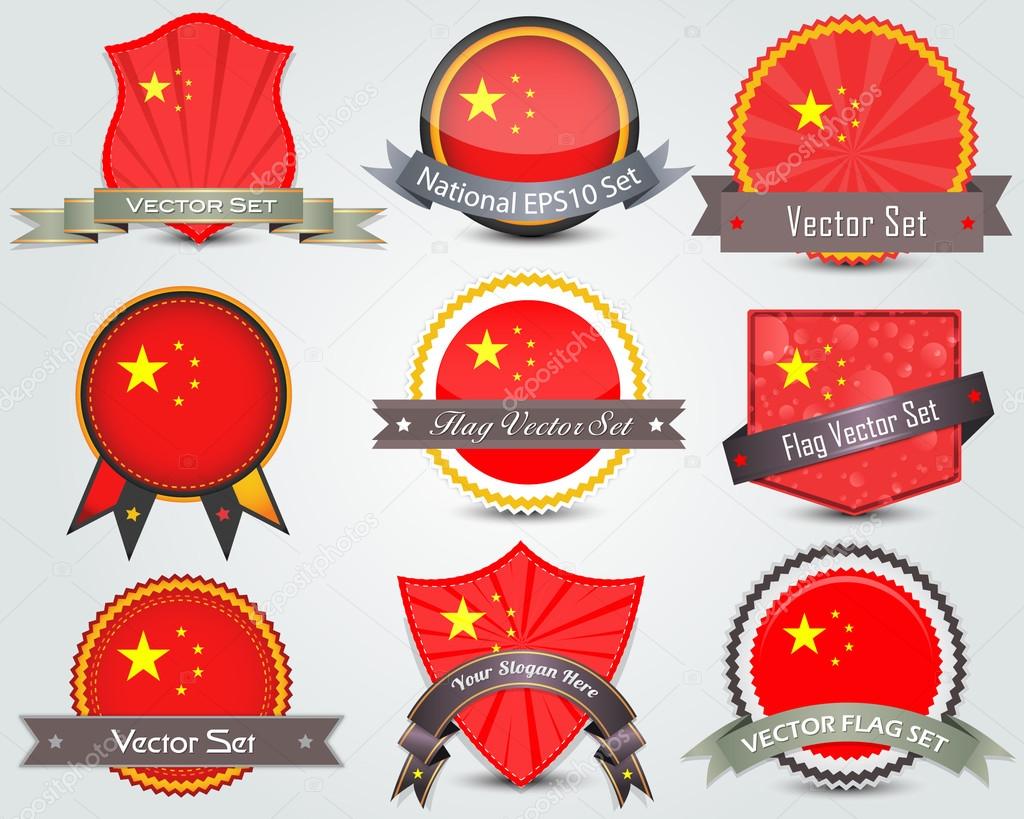 National flag badges set China