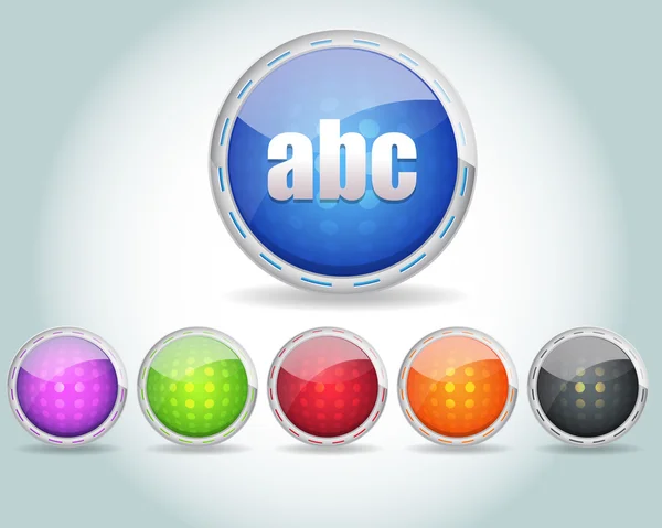 Vector brillante ronda abc icono botón y multicolor — Archivo Imágenes Vectoriales