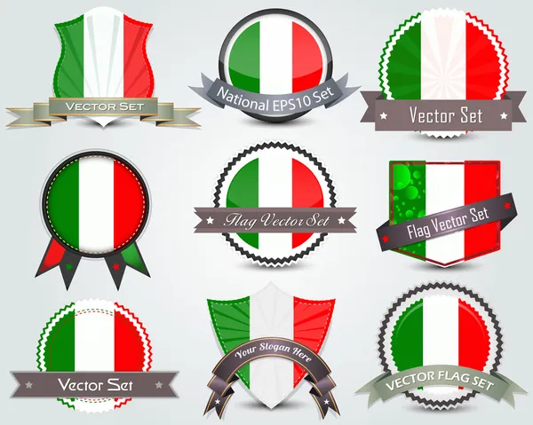 Insignes du drapeau national mis Italie — Image vectorielle