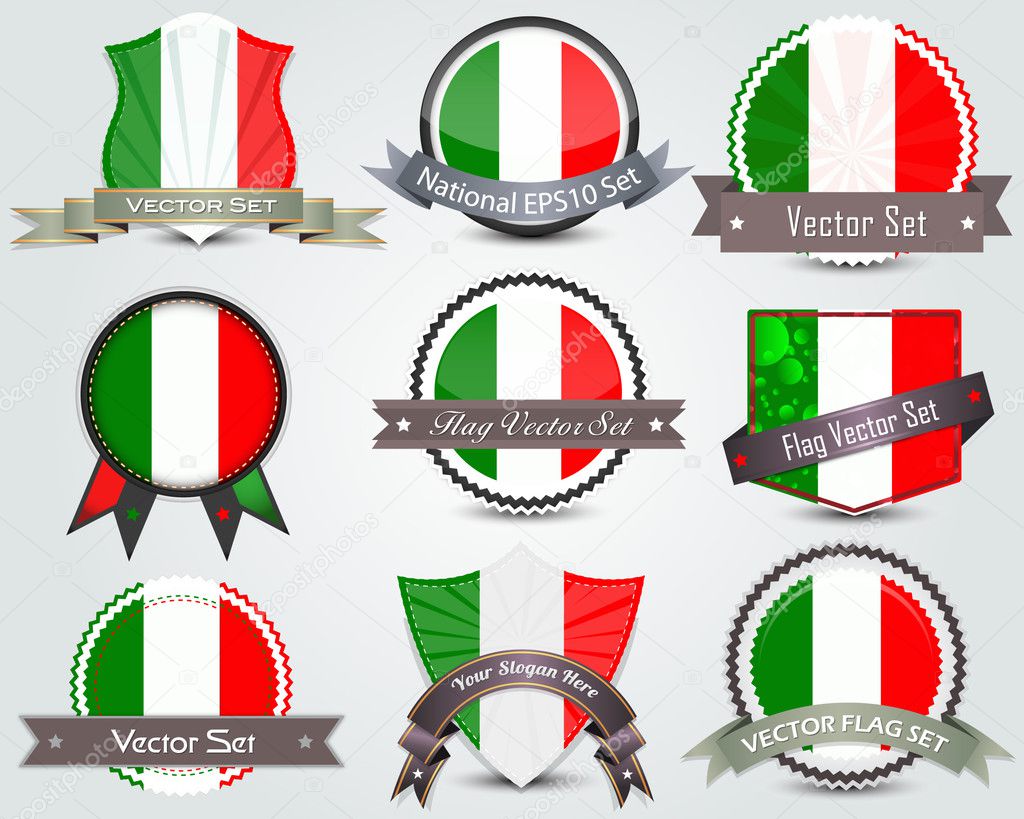 National flag badges set Italy