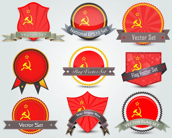 Ensemble de badges drapeau Ussr — Image vectorielle