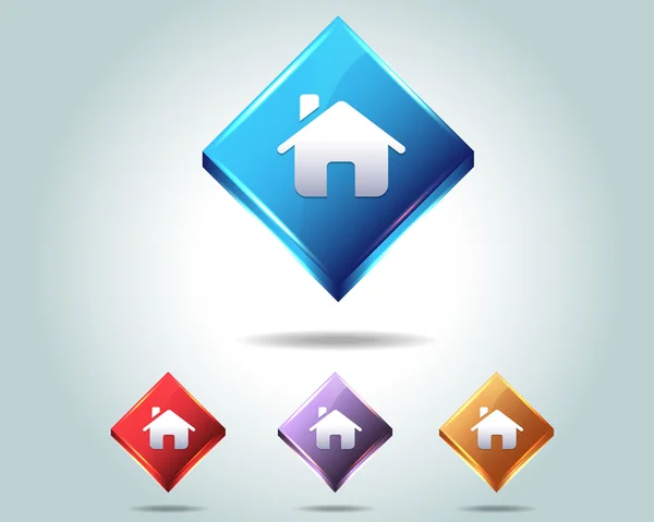 Vector Glossy home icon and multicolored — Stock Vector