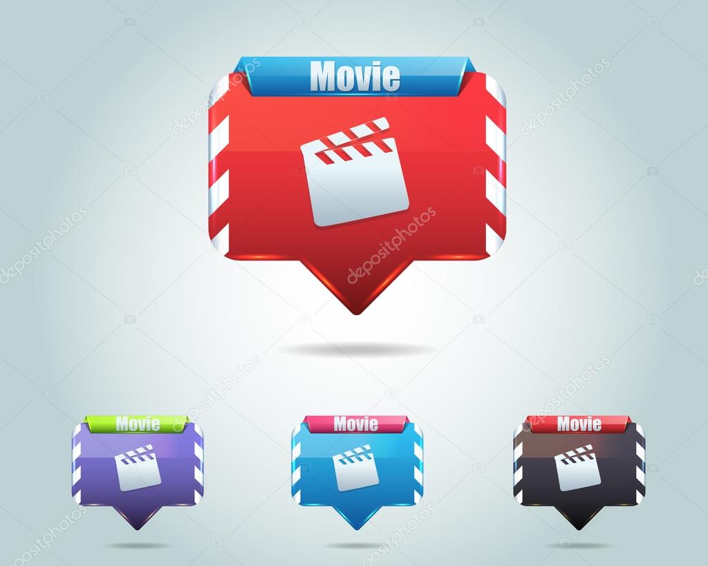 Vector Glossy Movie Icon Button