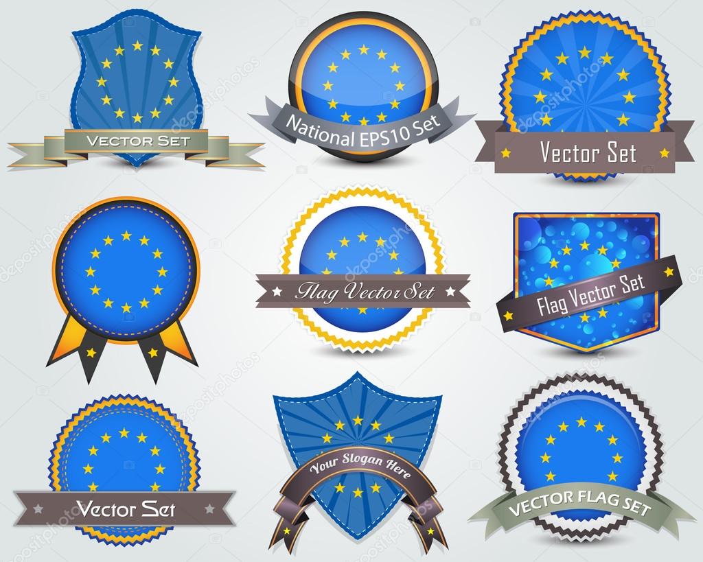European Union Flag badges set