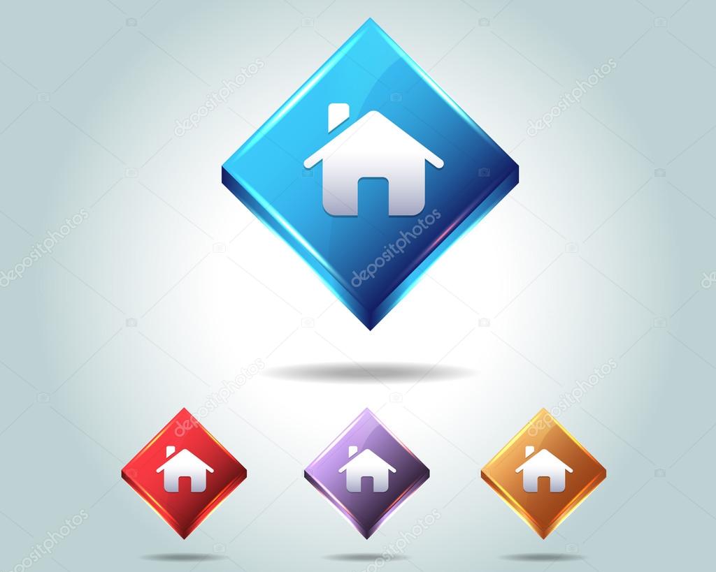 Vector Glossy home icon and multicolored