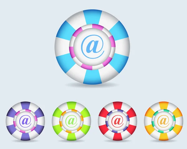 Vector Brillante e-mail Botón icono y multicolor — Vector de stock