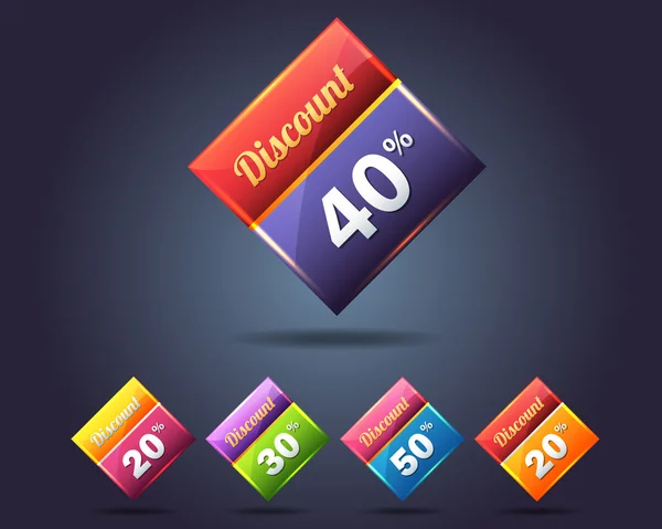 Set of colorful vector Icon Discount Concept — Stock Vector