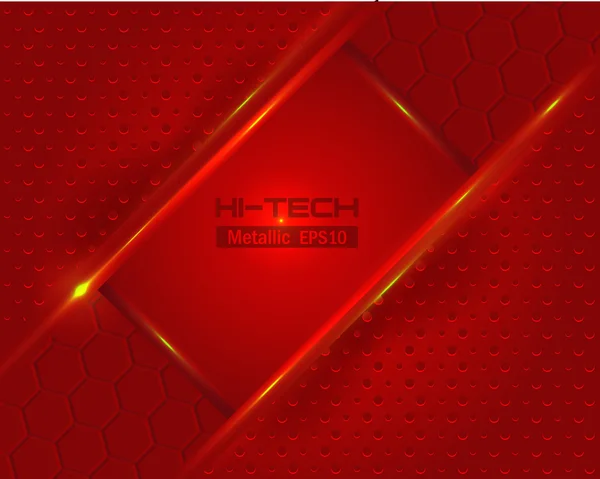 Röd hi-tech metalliska bakgrund vektor design — Stock vektor