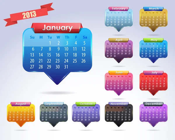 Calendario Anno 2013 Modello vettoriale — Vettoriale Stock