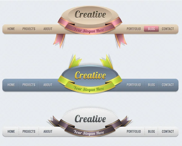 Web Elements Set intestazione vettoriale e modelli di navigazione — Vettoriale Stock