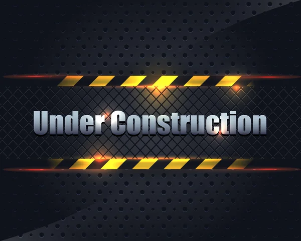 Under Construction Metallic Background Vector Design — Stock Vector